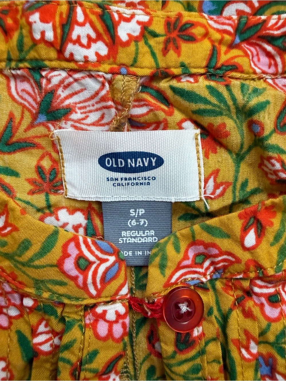 Old Navy Girls Size 6-7 Mustard Floral Boho Sleeveless Dress
